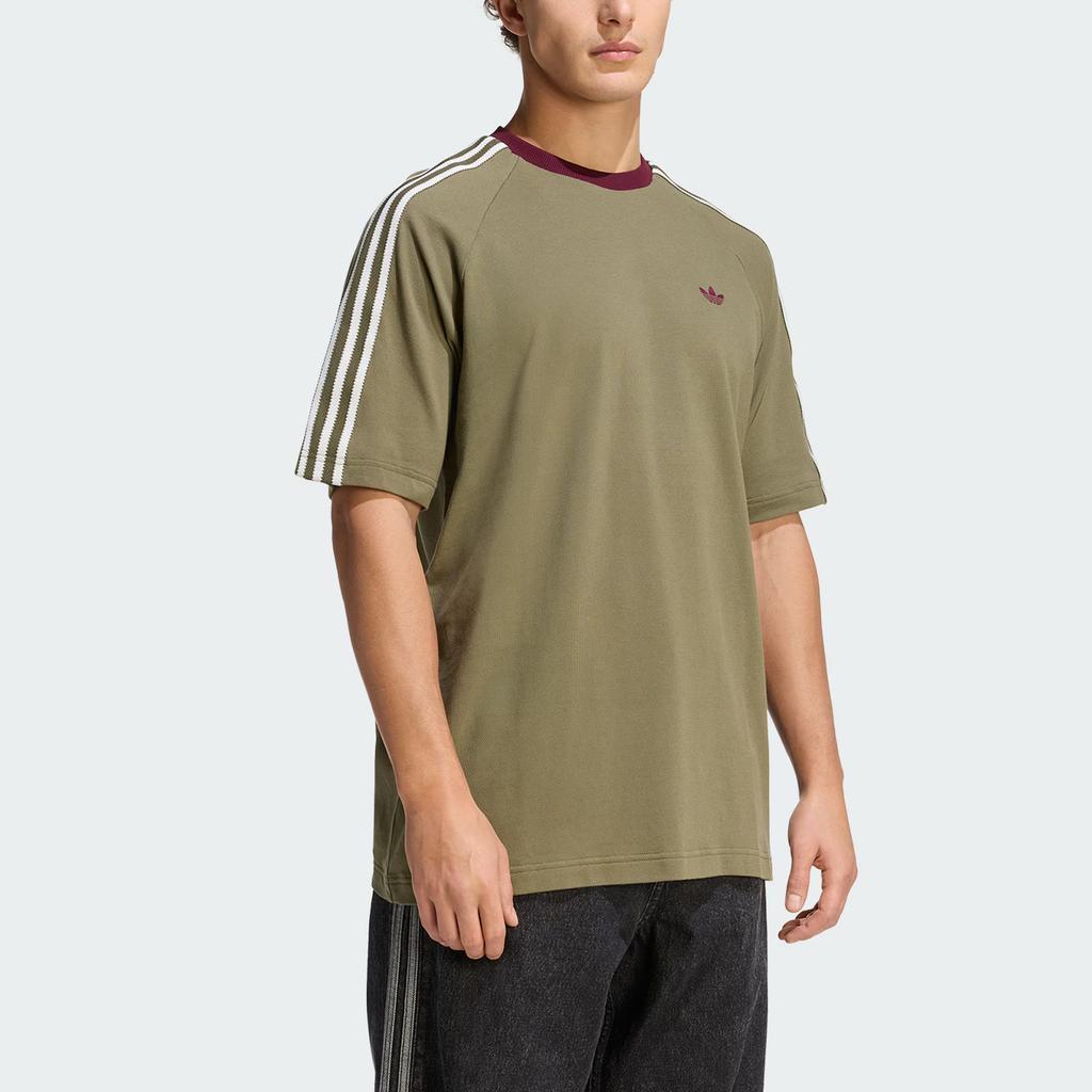 Adidas Originals T Shirts Men's Strata Olive Green Crew Neck Moderate KV4446