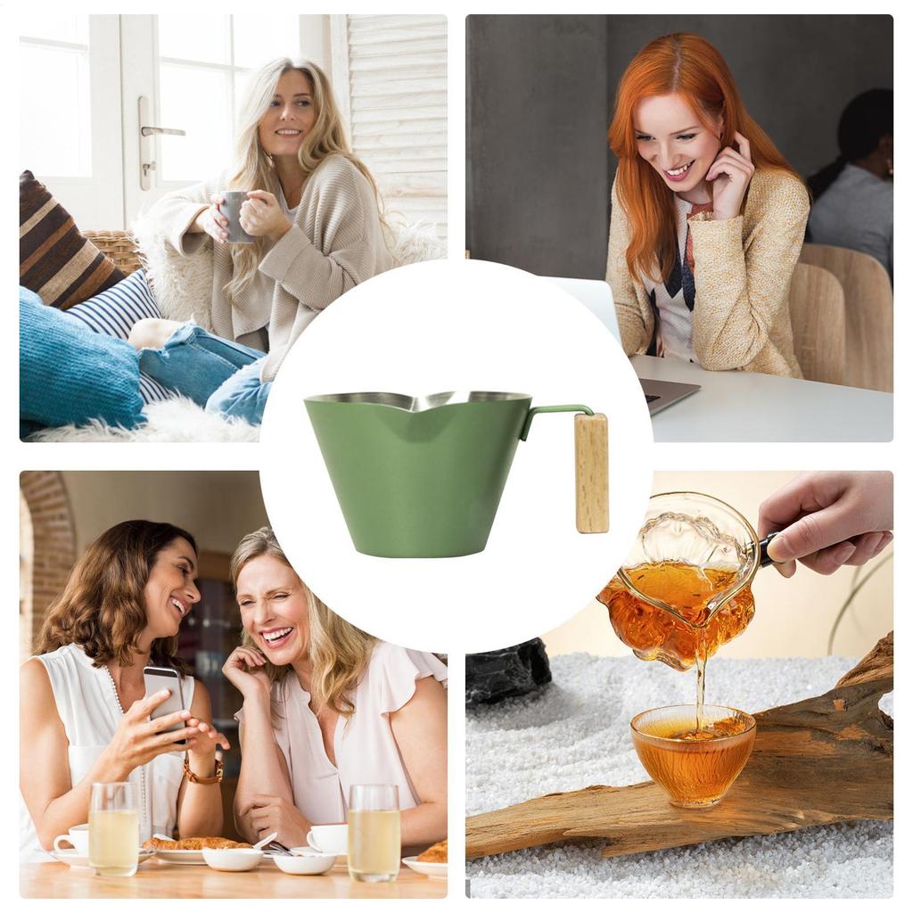 Coffee Measuring Cup 100ml Double Spout Brewing Mug With Scale Stainless Coffee Pour Cup With Handle For Cafe Tea Milk Home