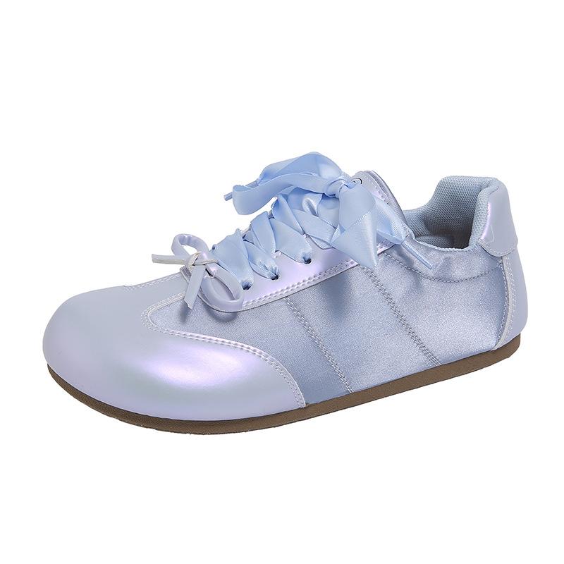 

Bow Women Sneakers Flat Sandals Summer Lace-Up Sport Shoes Woman 2025 Brand Shallow Comfort Casual Shoes Soft Leather Sandalias 40 синий