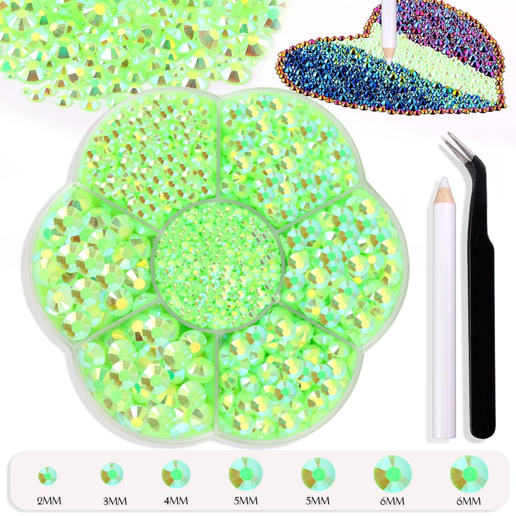 7 Grid Plum Blossom Boxed Resin Flat Bottom Nail Art Jewelry Jelly Diamond Violent Bear Ab Rhinestone Diy Clothing Diamond Sticker
