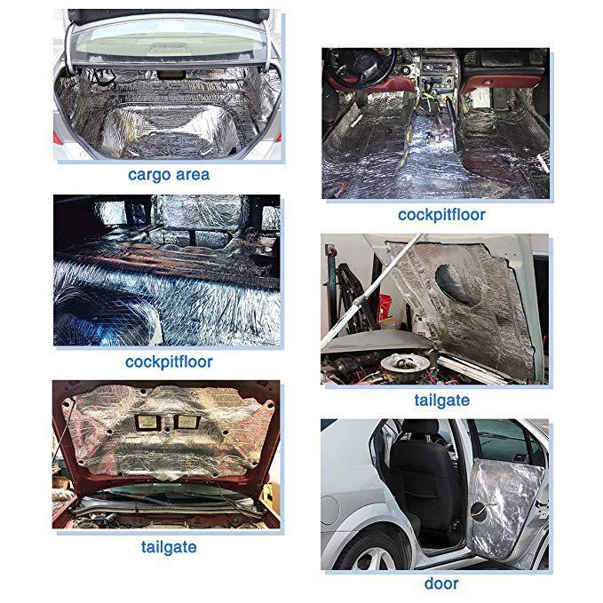 5/10mm Thick-Aluminum Foil Soundproofing Heat Insulation Cotton–Kraft Paper Backed Self-Adhesive Mat Noise Reduction Mat for Car