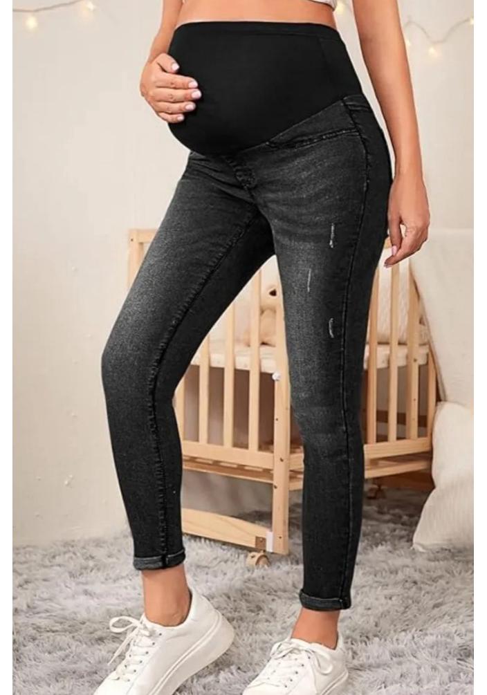 

European & American Maternity Slimming Pencil Jeans - Spring/Autumn, Supportive Belly, 9/10 Length S