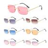 Trendy Vintage Small Metal Sunglasses Retro UV400 Rectangle Frame Sunglasses Rimless Sun Glasses for Women & Men