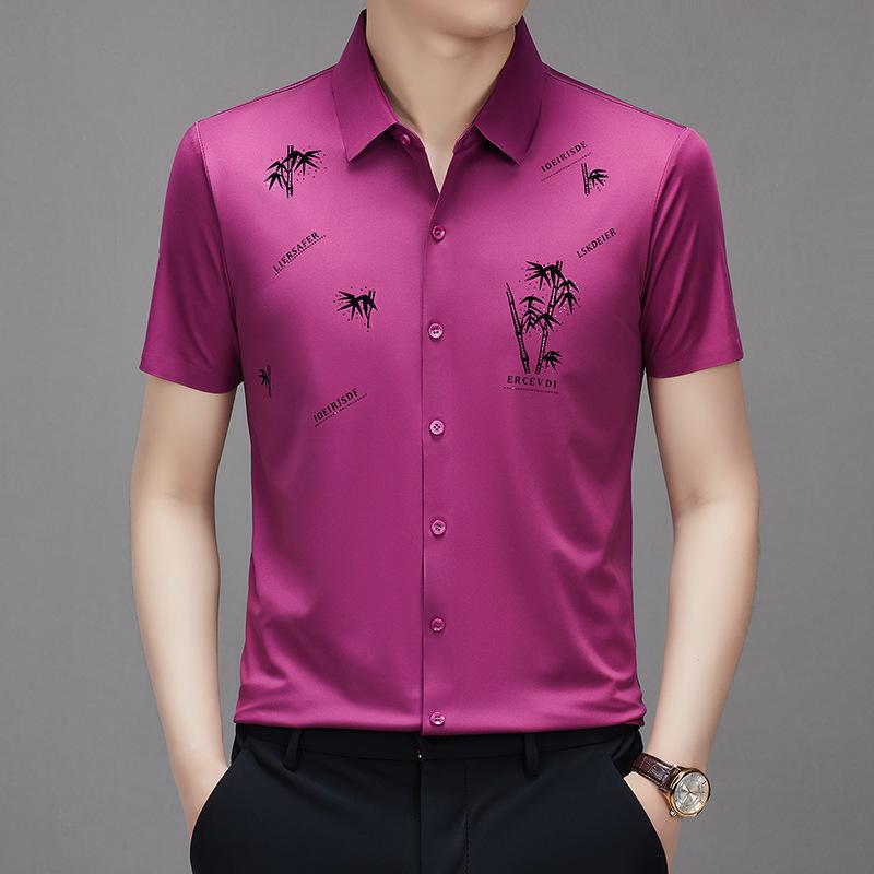 Summer Short Sleeve Shirt Fashion Casual Wrinkle-Resistant Printed M