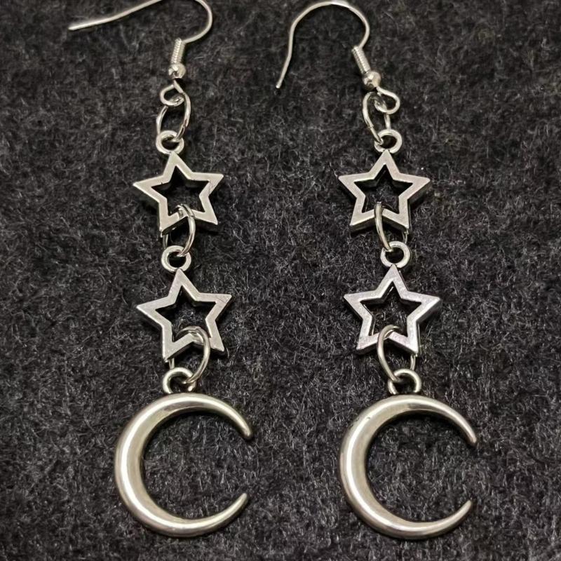 Sweet Cool Dangle Earrings Simple Hollow Star Pendant Drop Earrings Statement Jewelry Fashion Small Hoop Earrings