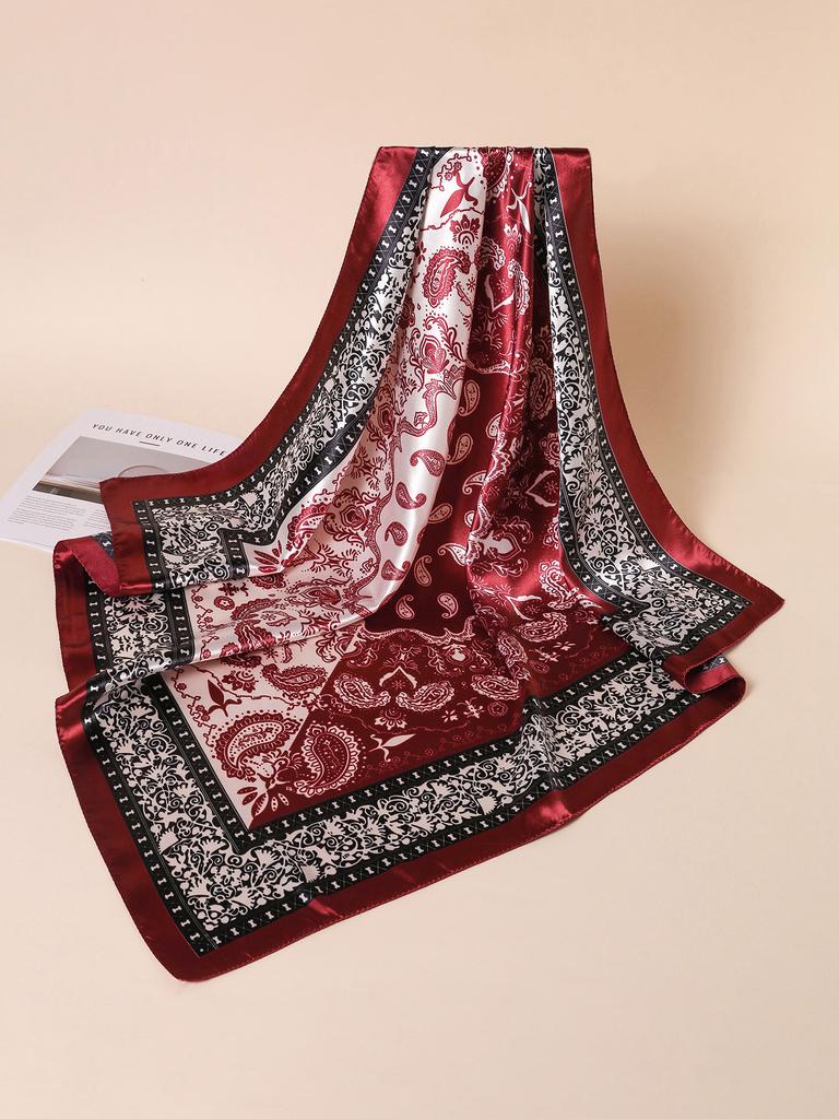 90*90cm Hair Scarf Women Fashion Designer Beautiful Flowers Foulard Soft Satin Shawl Kerchief Square Silk Scarfs Neck Headscarf