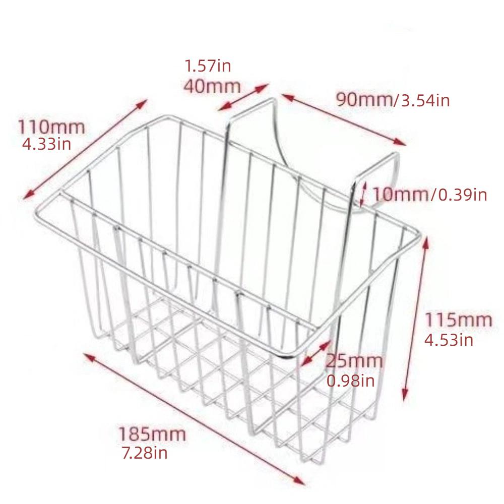 304 Stainless Steel Sink Drain Basket with Hanger Sink Drainer Rack Brush Organizer