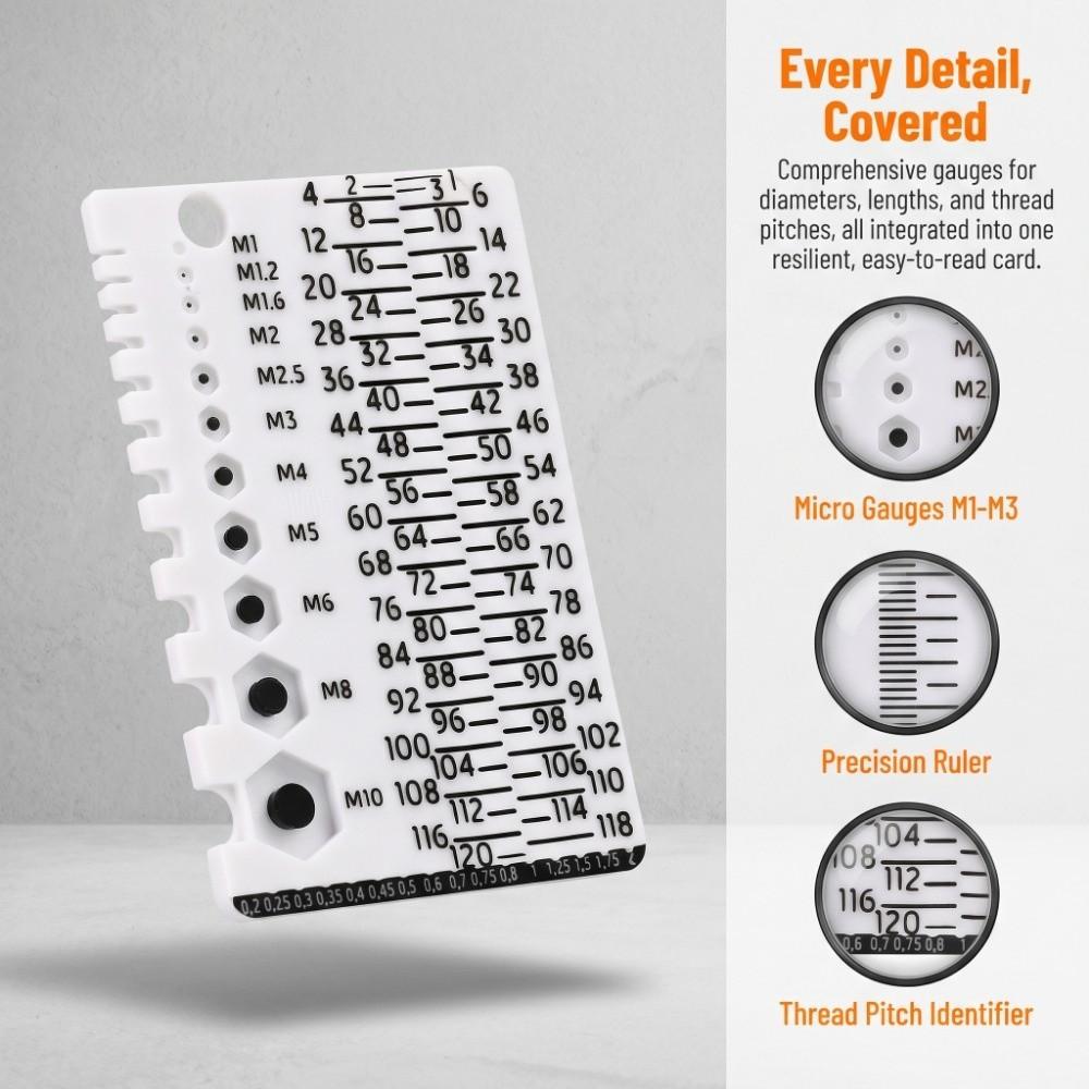 Easy Use Screw Measuring Tool M1-M10 Specifications Size Gauge Thread Checker  Hardware Use