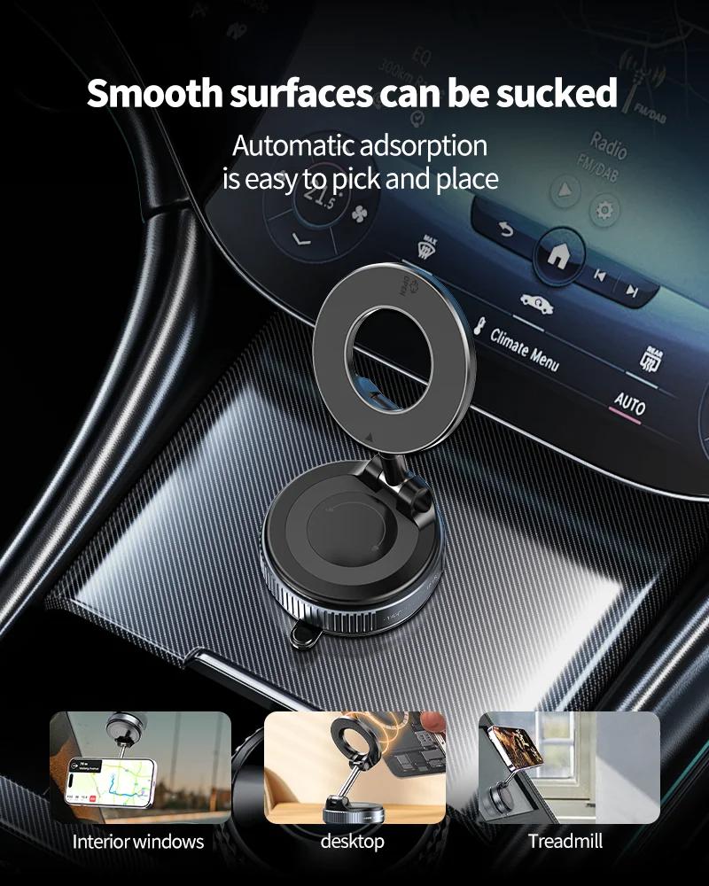 Vacuum Suction Cup Magnetic Car Phone Holder Double-Sided Foldable Magnetic Auto Phone Bracket For Car Accessories