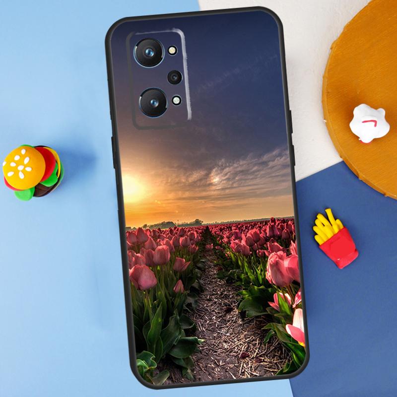 Spring Tulips Flower For Realme C55 C67 C61 C75 C53 C51 C21Y C25S GT 6 6T 5 GT7 Pro 10 11 12 13 14 Pro Plus Case