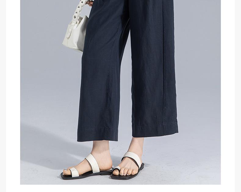 Guangmei Women’s High-Waist Linen Lyocell Wide-Leg Pants