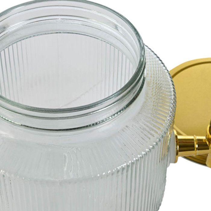 Distributeur De Boisson En Verre Strié Et Métal Doré 18x18x15cm