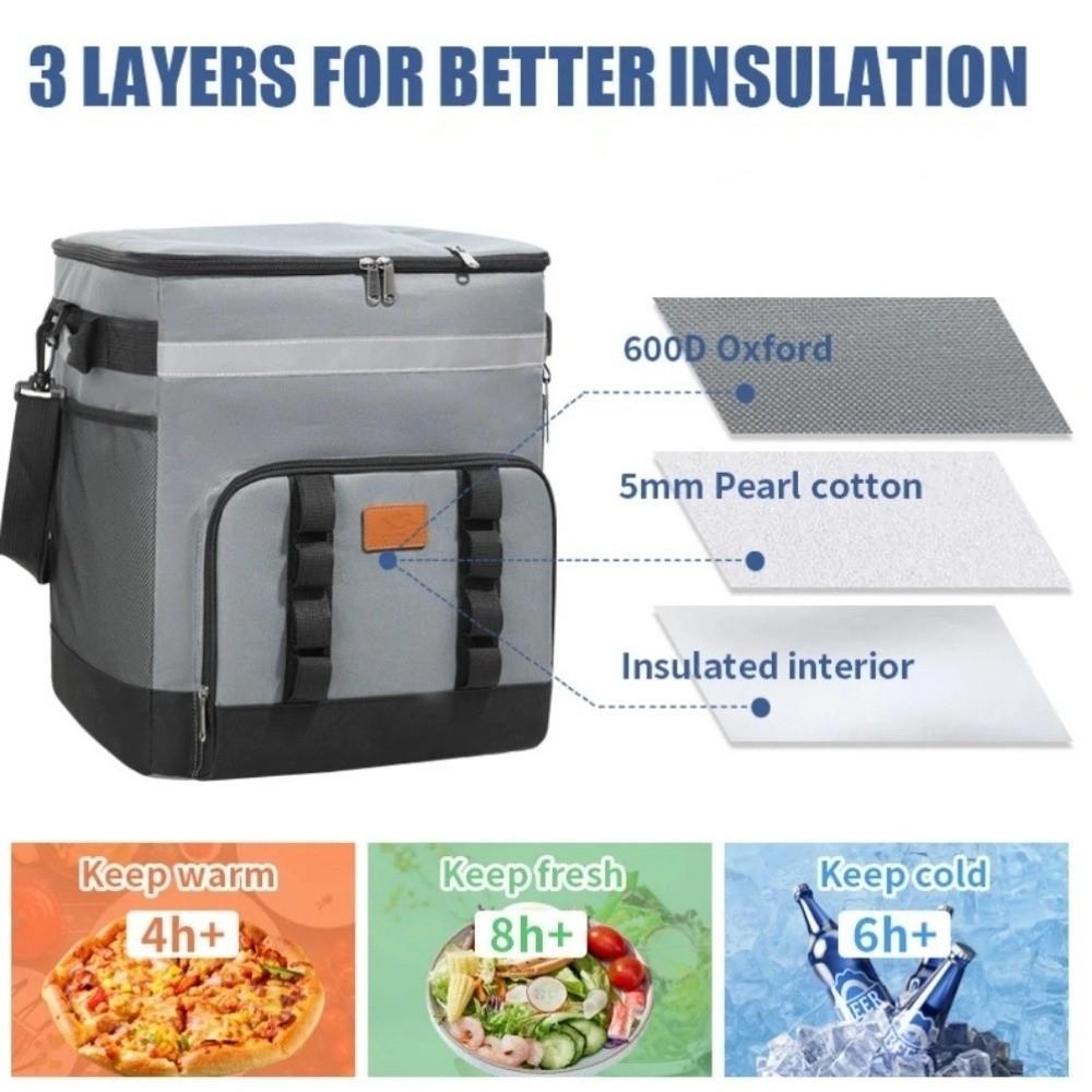 Double Layers Picnic Trolley Box Large Capacity Tug Insulation Bag  Refrigerated Box