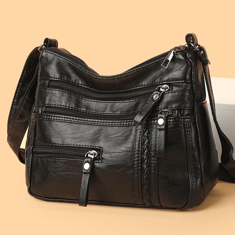 PU Zipper Casual Single Shoulder Diagonal Cross Bag