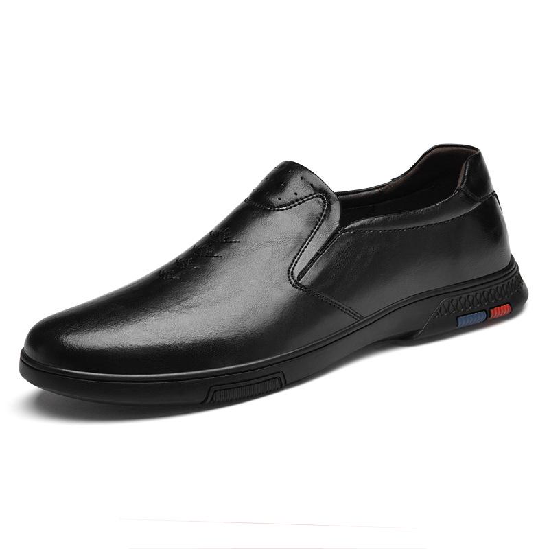Men s Large Size Slip-on Leather Dress Shoes - Casual Pull-on Loafers 38