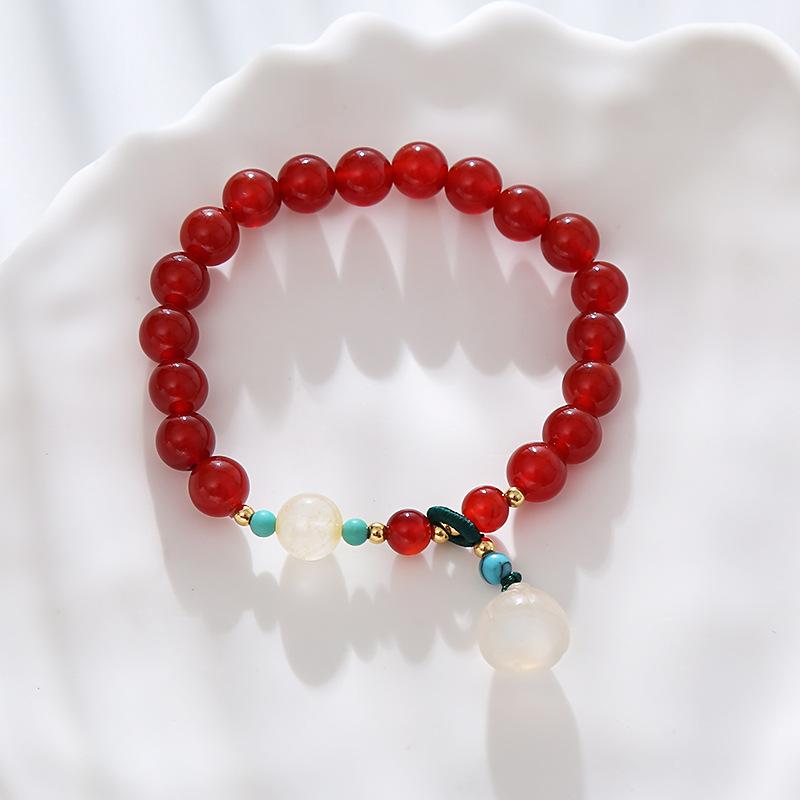 Simple Red Agate Bracelet Fashion Women Daily Jewelry Lucky Gift