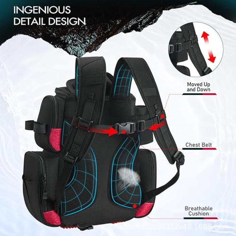 Fishing Gear Backpack & Tackle Bag with Rain Cover, Outdoor Storage for Equipment