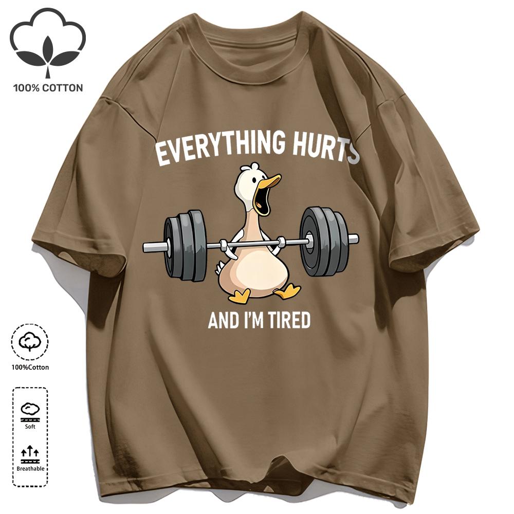 The Great Goose Striving For Fitness T-Shirt Unisex Loose Cotton Tee Trendy Summer Short Sleeve Unisex All-Match Hip Hop Clothing
