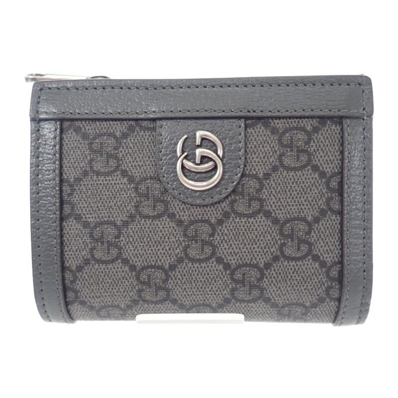 Gucci 760238 Bifold Wallet Gray GG Supreme Canvas/leather Mens