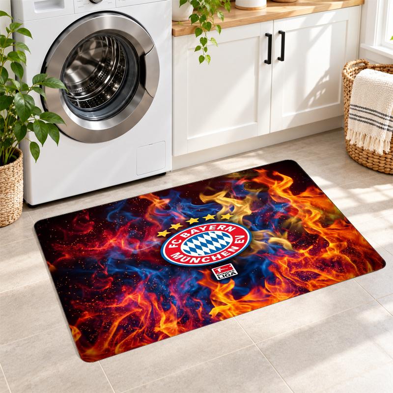 Flannel Kitchen Mat Bayern Munich Soft Area Rug Non Slip Floor Carpet Home Decoration