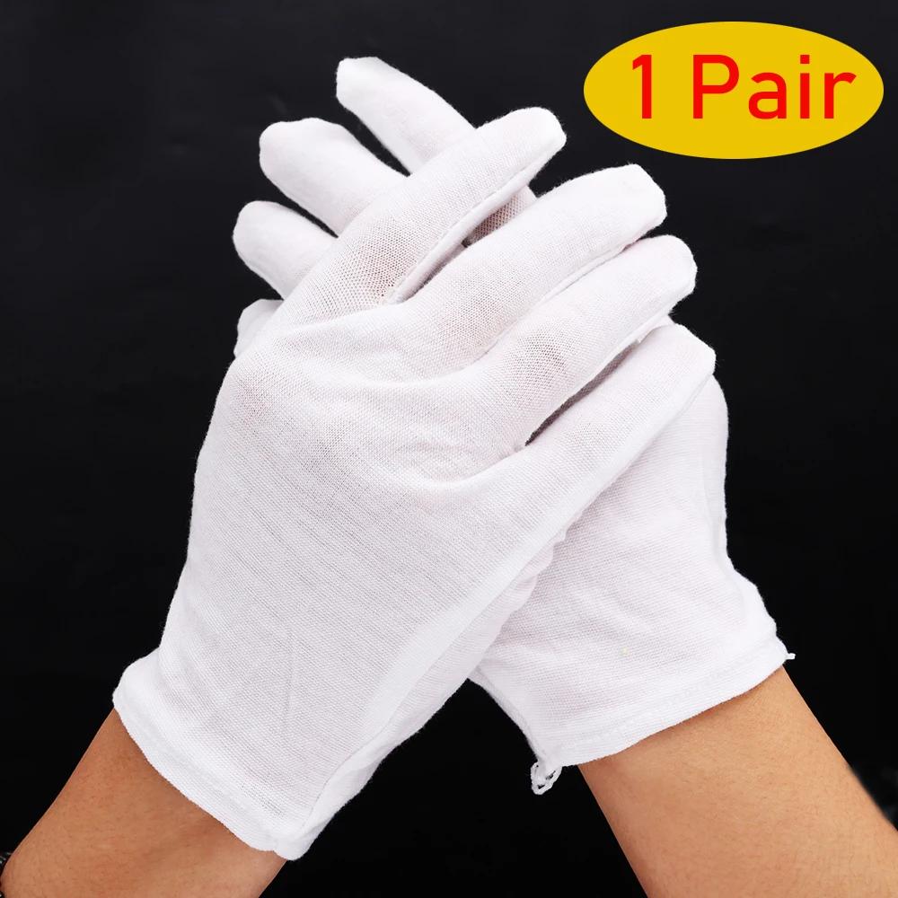 10Pairs Disposable Soft Cotton Gloves Inspection Mittens Jewelry Coins Silver Elastic Lining Men Women Gloves