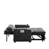 Um sofá-cama 3 em 1 com 142 cm de largura, função de reclinação, almofadas de assento e encosto macias como nuvens, duas almofadas lombares, arrumação, porta-copos