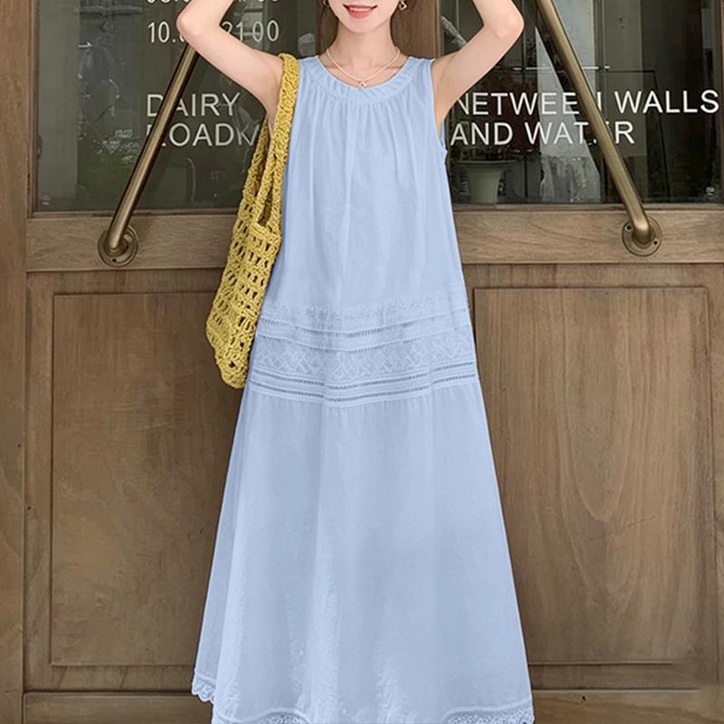 ZANZEA Womens Casual Round Neck Summer Loose Sleeveless Dress