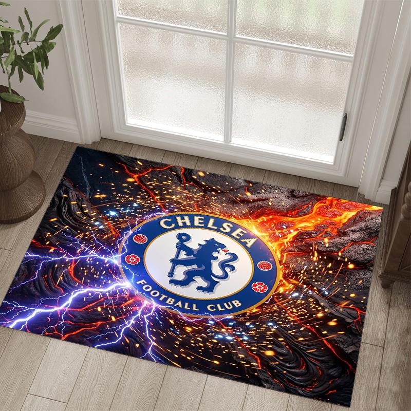 Chelsea FC Design Crystal Velvet Carpet Cozy Non?Slip Printed Rug For Bedroom Living Room Entrance