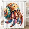 Colorful Hermit Crab Shower Curtain Bathroom Decor Waterproof Fabric Printing Perfect Gift for Beach Lovers