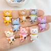10Pcs New Cute Mini Colorful Cartoon Cat Series Flat Back Ornament Jewelry Bows Accessories