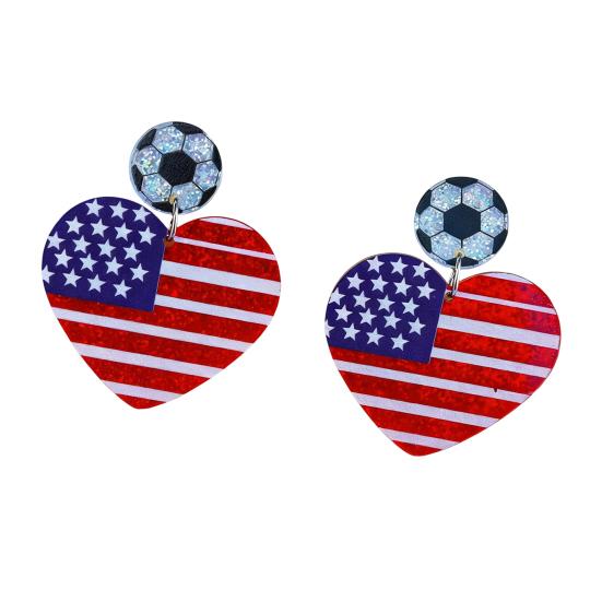 

USA Flag Acrylic Dangle Drop Earrings Independence Day-Themed Earrings Comfortable to Wear Multiple Styles for Sports Holiday Outfits D