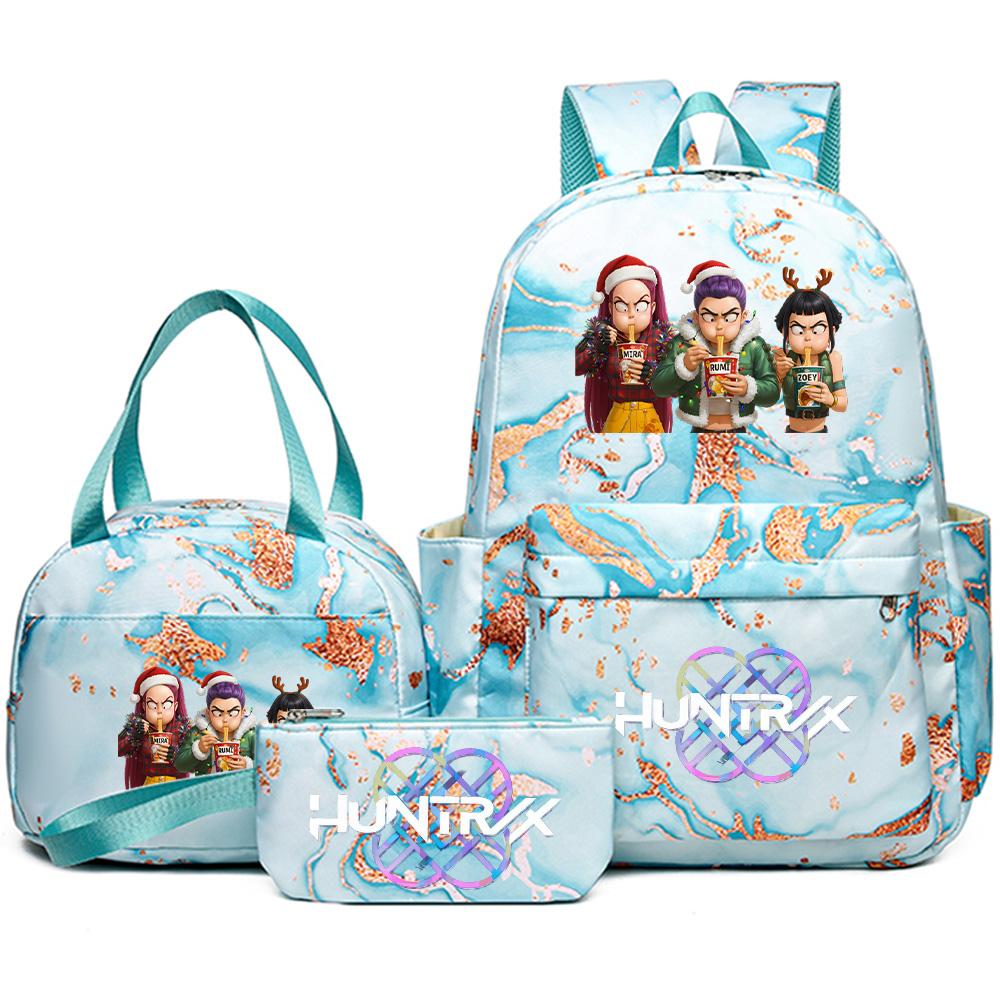 3Pcs/set Christmas Kpop Printed Backpack with Handbag Pencil Case for Teenager Student Girl Boy Bookbag Schoolbag Large Capacity Travel Bag Kid Gift