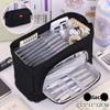 Essential for back to school large capacity double-layer pencil case High-quality pencil eraser ruler storage bag office supplie