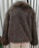 Kaffee Plüsch Kunstpelzmantel mit großem Revers - Warm, modisch, lockere Passform für Herbst/Winter