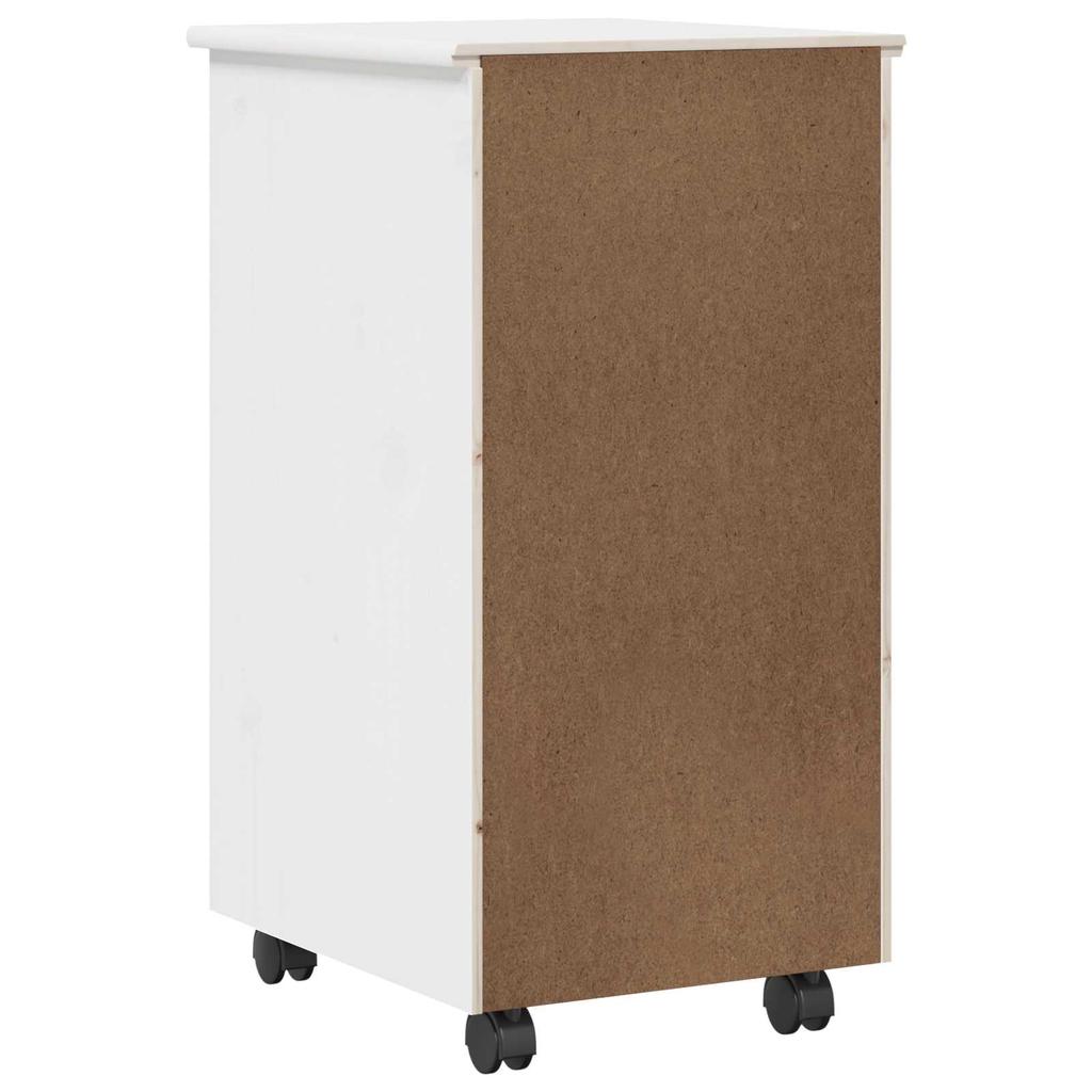 Rollcontainer mit Rädern Weiß 34 x 39 x 65,5 cm Massivholz Kiefer