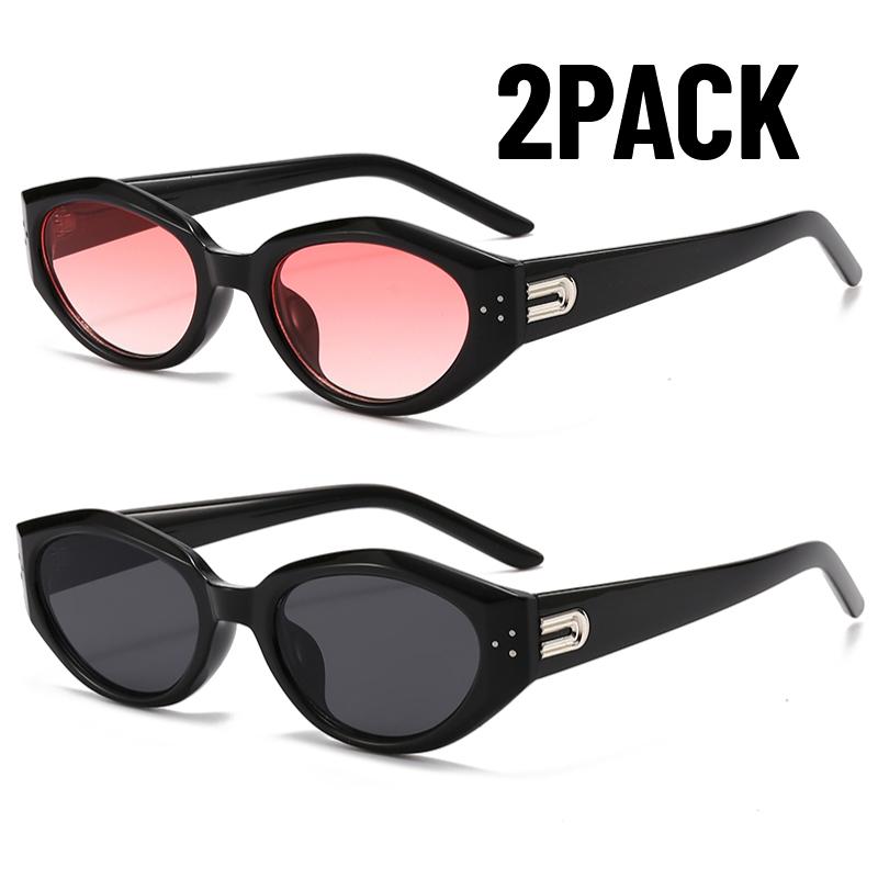 2PACK New Y2K Small Square Sunglasses Women Cat Eye Brand Sunglasses Fashion Trendy Outdoor Goggles Men Punk Sports Sun Glasses