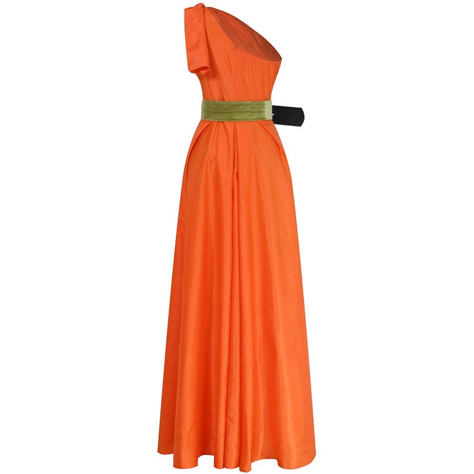 

(SU)Женское платье-кардиган с открытыми плечами и бантом, однотонное оранжевое вечернее платье