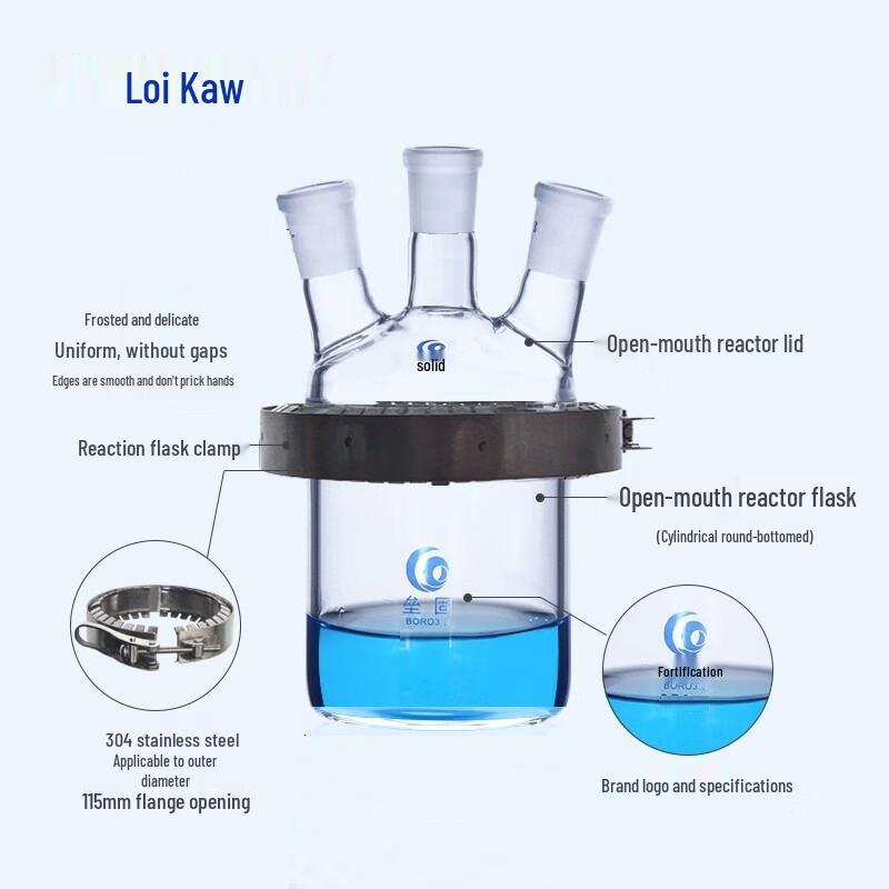 High Borosilicate Glass Three-Neck Flat Bottom Lab Reactor 500mL