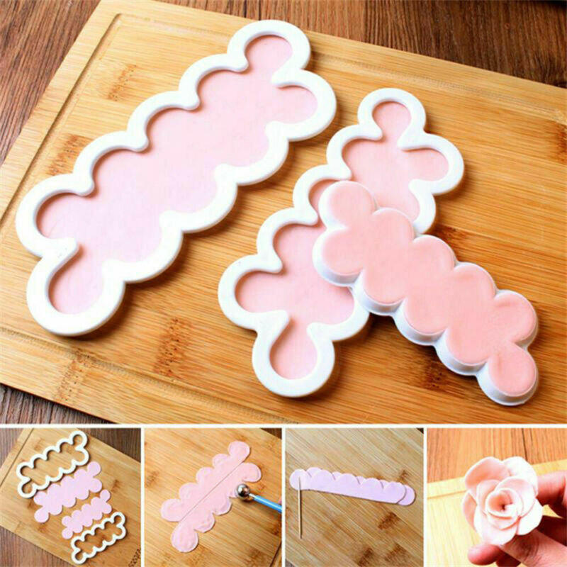 3 pcs. Plastic Cake With Rose Flower Cream Liqueur Sugarcraft Casting Mold Decoration