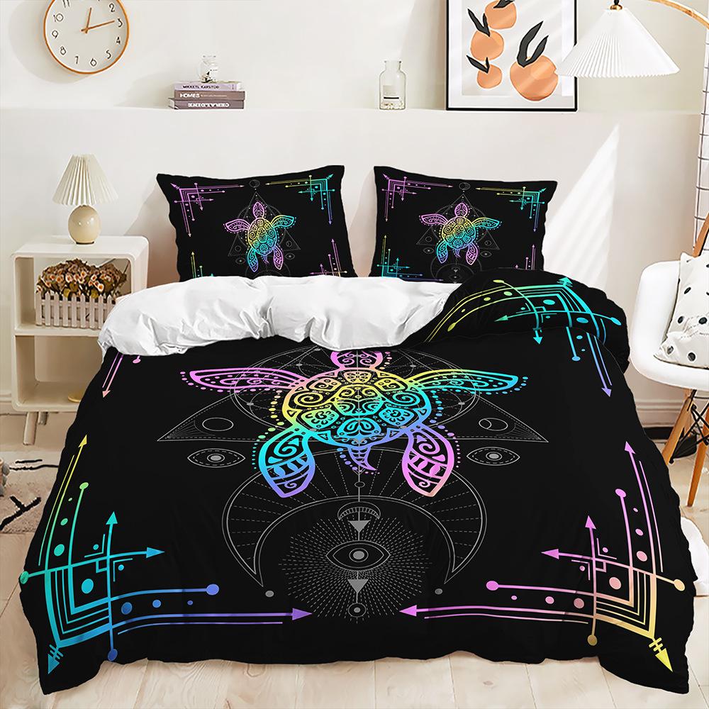 Three-Piece 3D Quilt Cover, Sea Turtle Marine Life Kit, Bedding