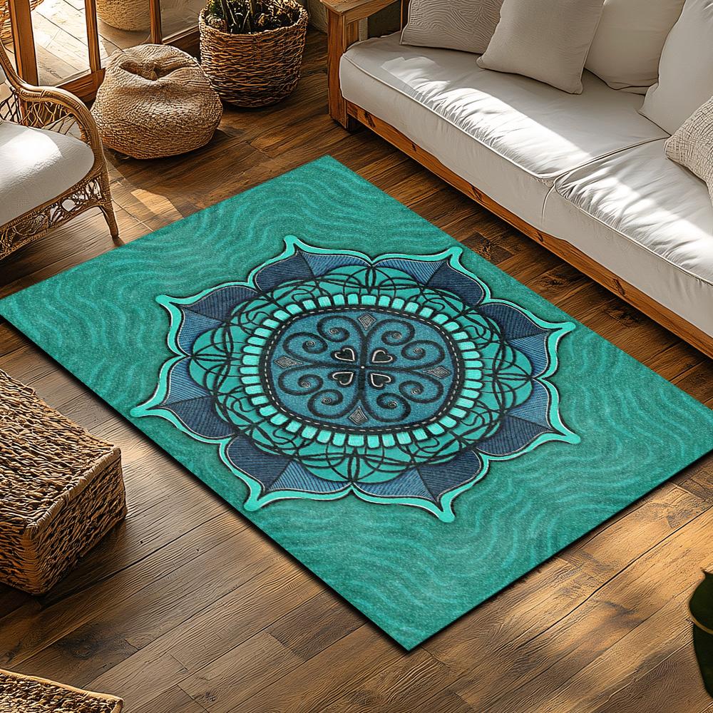 Bohemian Mandala Area Rug Non Slip Floor Mat Home Decor Living Room Bedroom Carpet Artistic Pattern Oriental Persian Style Rug