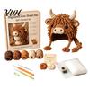 Christmas Hat Making Kit Highland Cow Crochet Kit, Halloween Pumpkin Spider Hood Handmade Winter Headwear DIY Craft for Adults Teens Diy