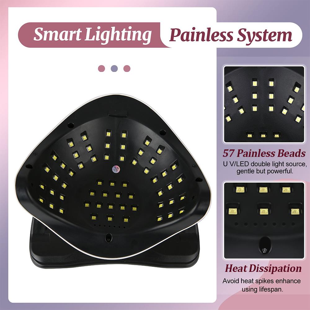 Professional 57LEDS UV Nail Lamp Dryer For Nails Gel Polish Drying With Auto Sensor 4 Timer Setting Manicure UV Light Equipment
