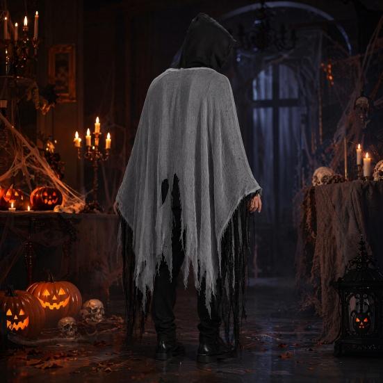Costum Moartea, Pelerină Înfricoșătoare cu Glugă pentru Halloween, cu Acoperire pentru Cap pentru Adult, Accesoriu Cosplay Medieval, Renascentist
