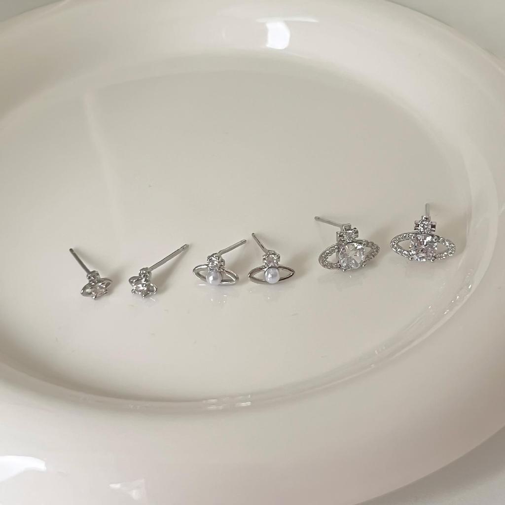 Silver Needle Zircon and Pearl Earrings for Women - Elegant and Versatile High-End Jewelry