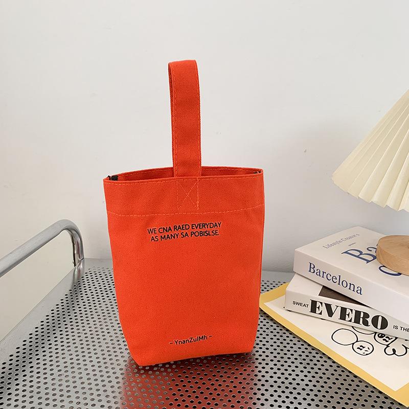 Cross-Border Ins-Style Canvas Water Bottle Tote & Mini Handbag for Women