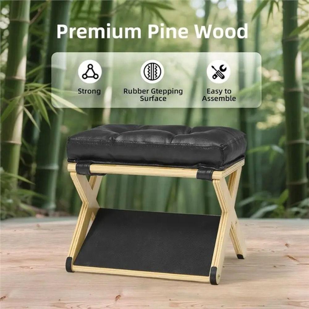 Non-Slip Base Solid Wood Footrest Natural Solid Wood Office Foot Stool Gaming Setup