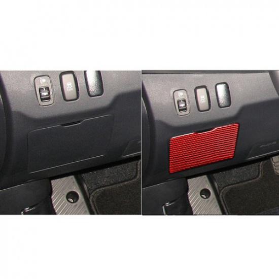 For Mitsubishi Lancer Red Carbon Fiber Driver Side Storage Box Panel Cover Trim
