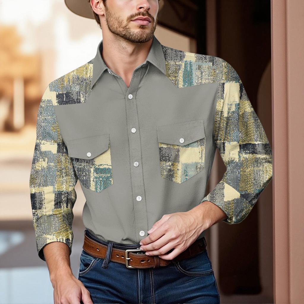 Men'S Fashionable Lapel And Shoulder Length Long Sleeved Casual Top