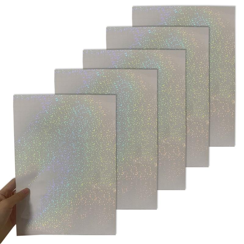 5 Sheets Clear Holographical Overlay Lamination Vinyls Self-Adhesive Laminate Waterproof Vinyls Sticker Paper